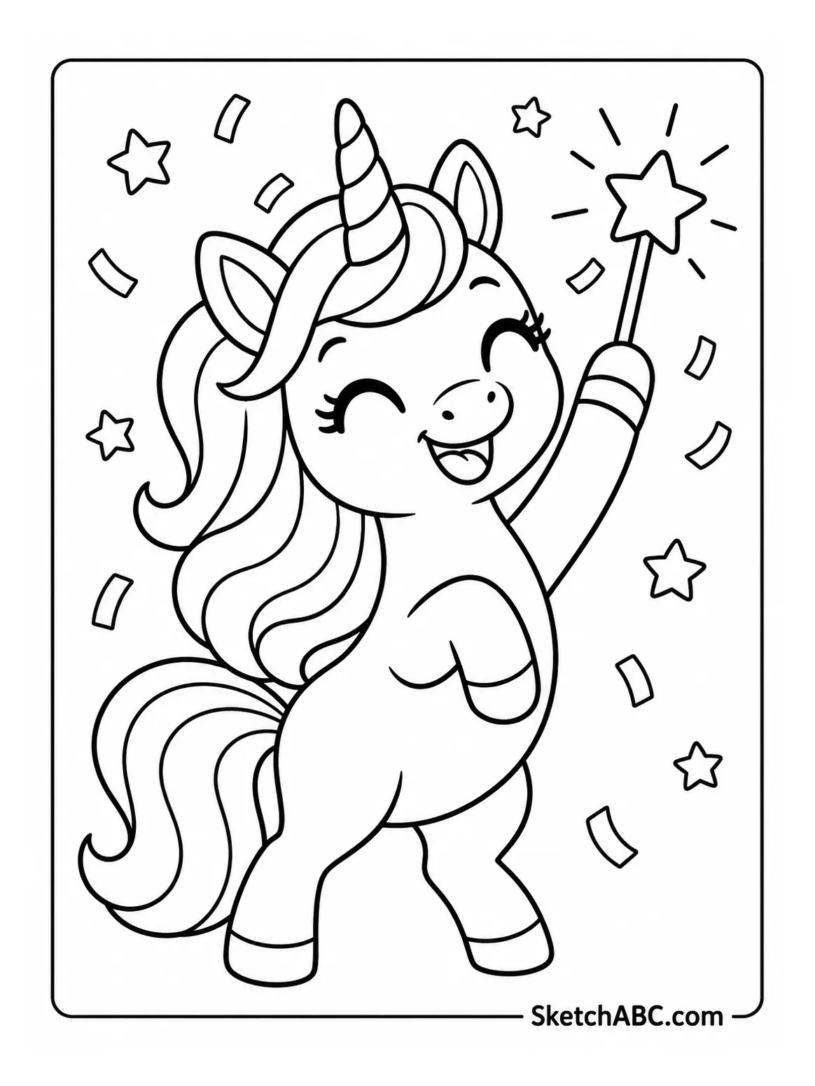 Unicorn Waves Her Wand coloring pages Unicorn Waves Her Wand coloring pages