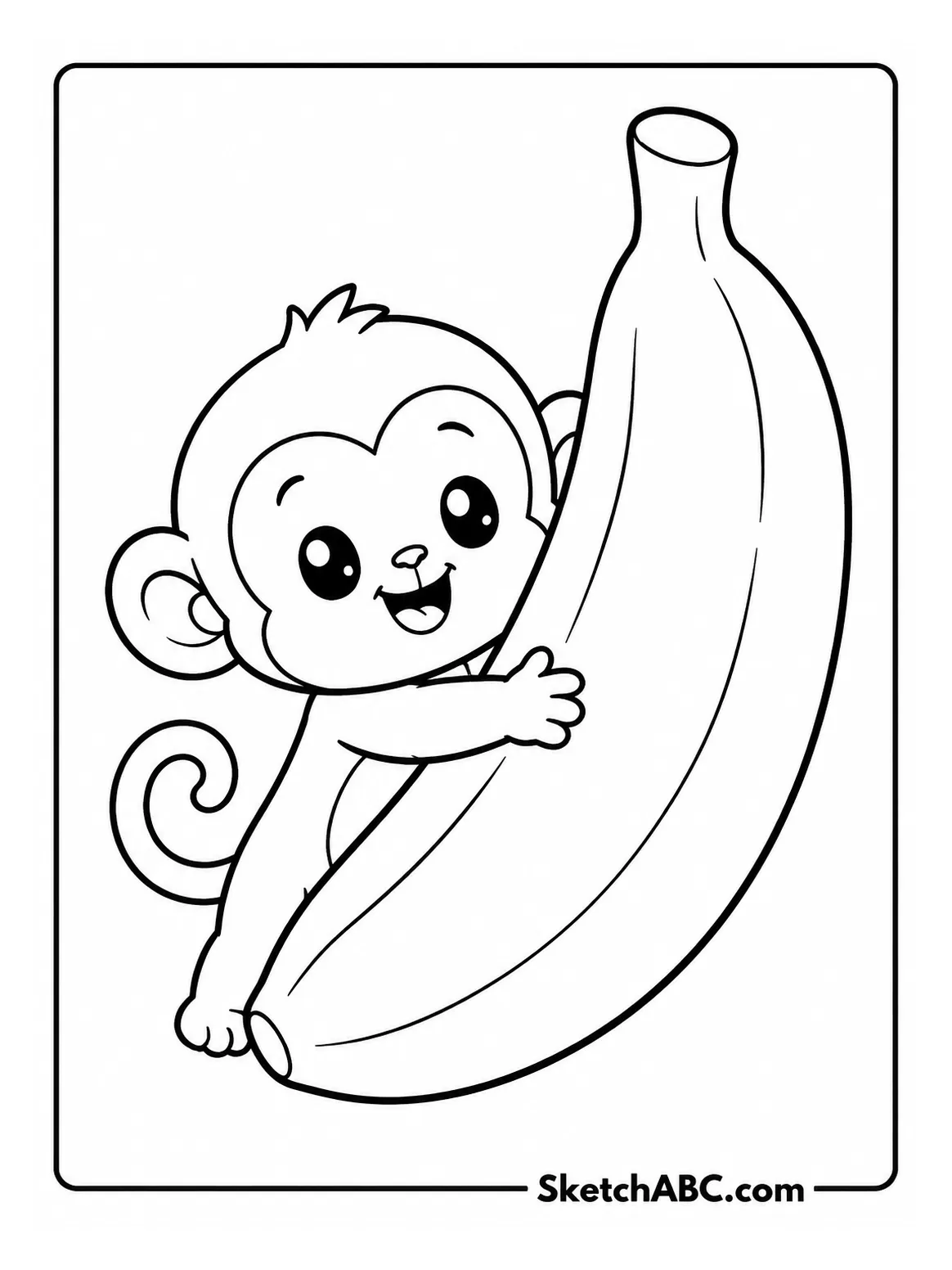 Kawaii Banana Hug coloring pages Kawaii Banana Hug coloring pages