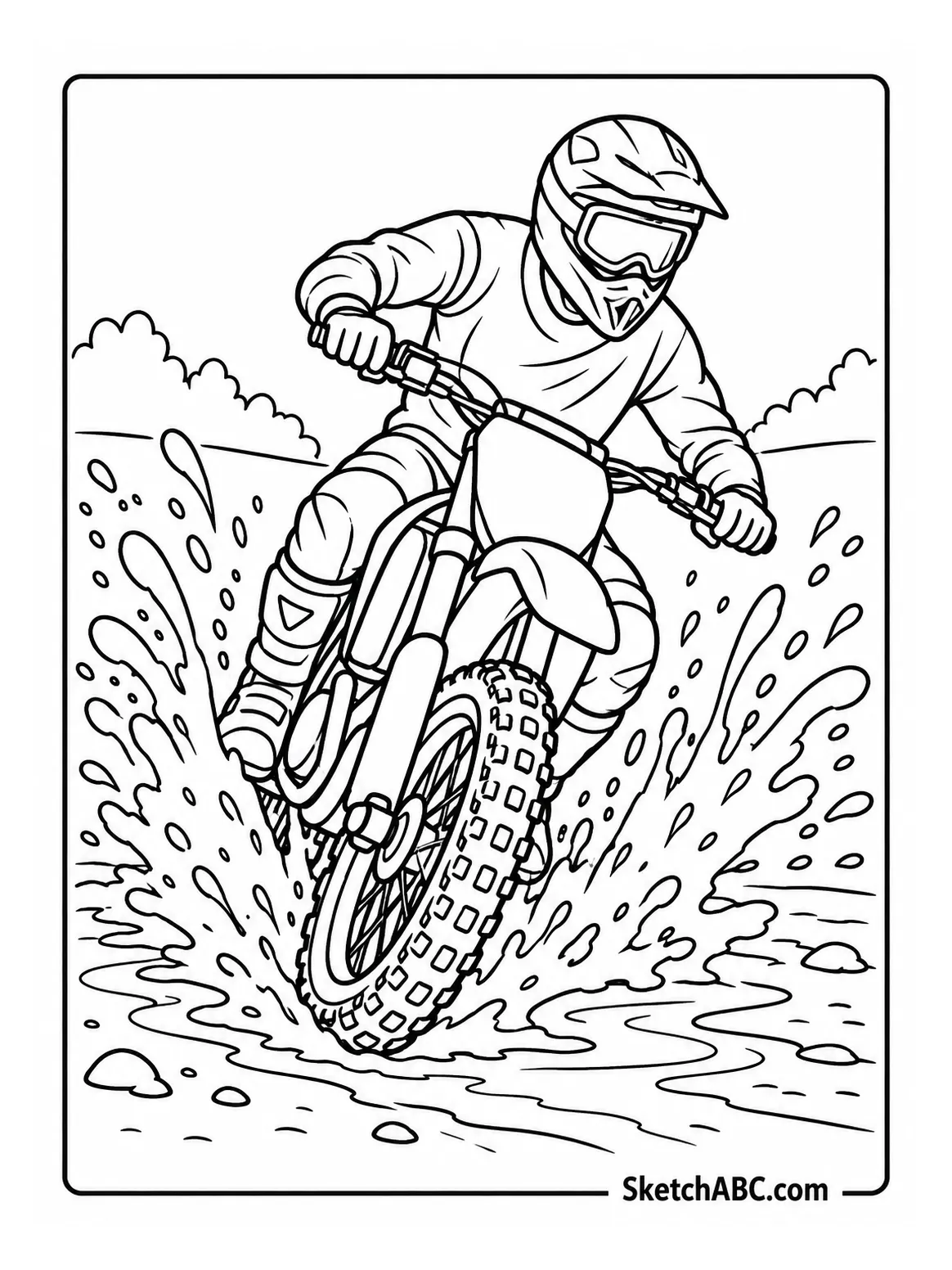 Dirt Bike Splash Turn coloring pages