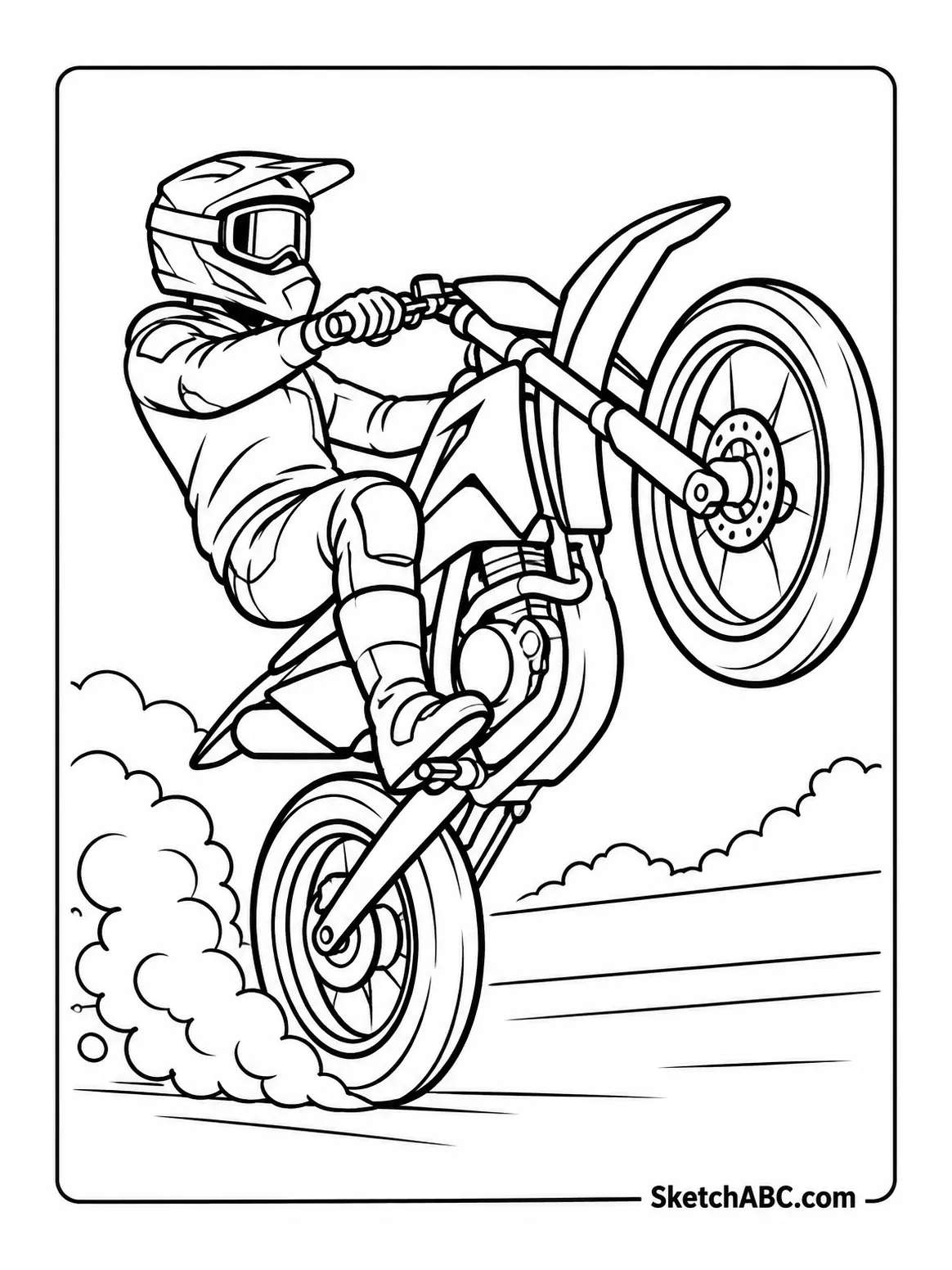 Stunt Bike High Wheelie coloring pages