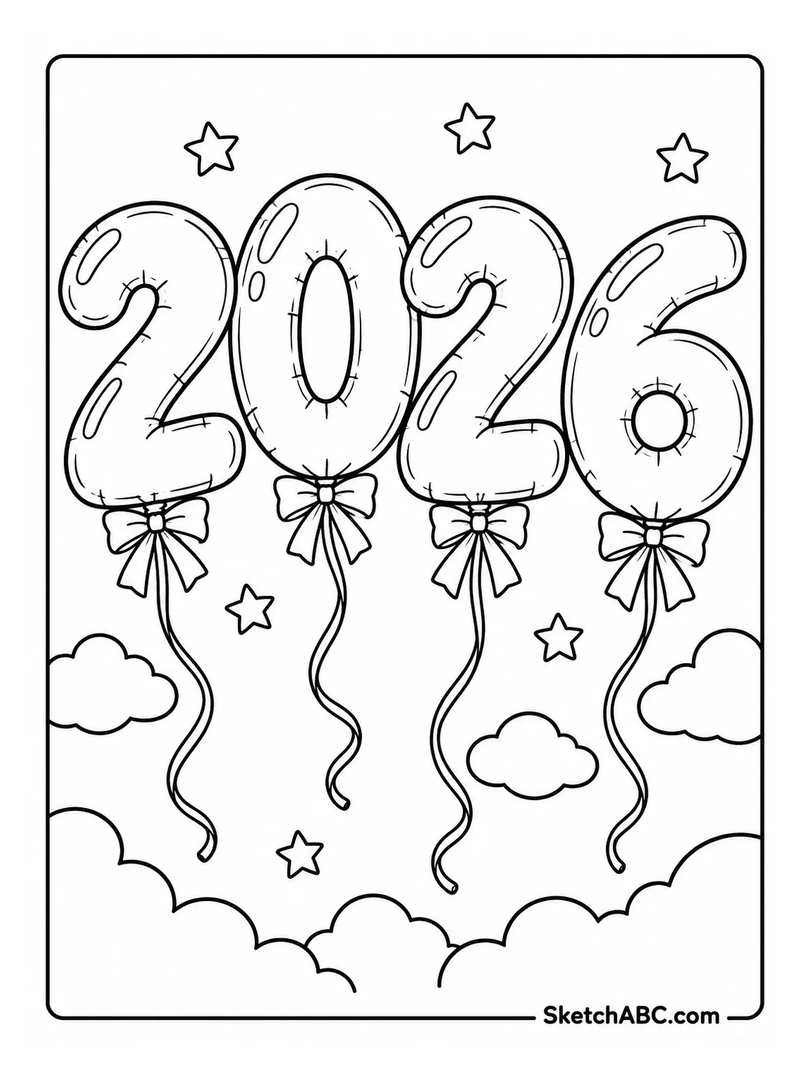 Balloon Numbers 2026 coloring pages