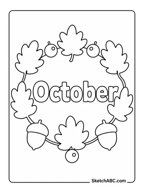 October Leaf Wreath coloring pages October Leaf Wreath coloring pages