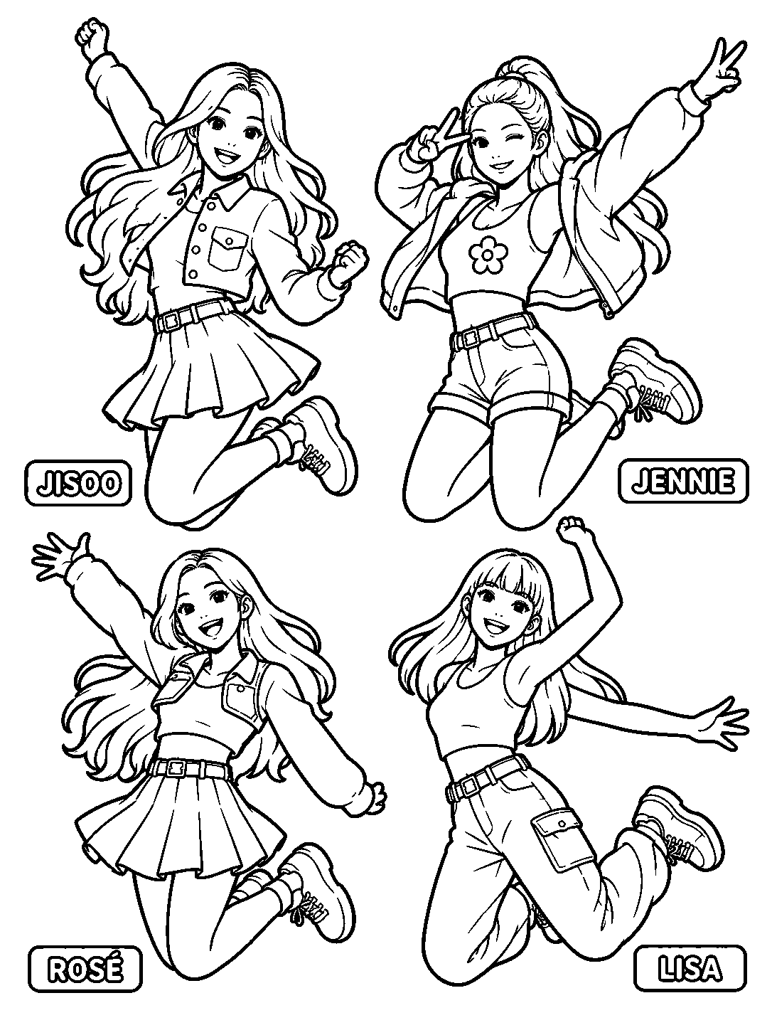 BLACKPINK Jump Pose Panels coloring pages