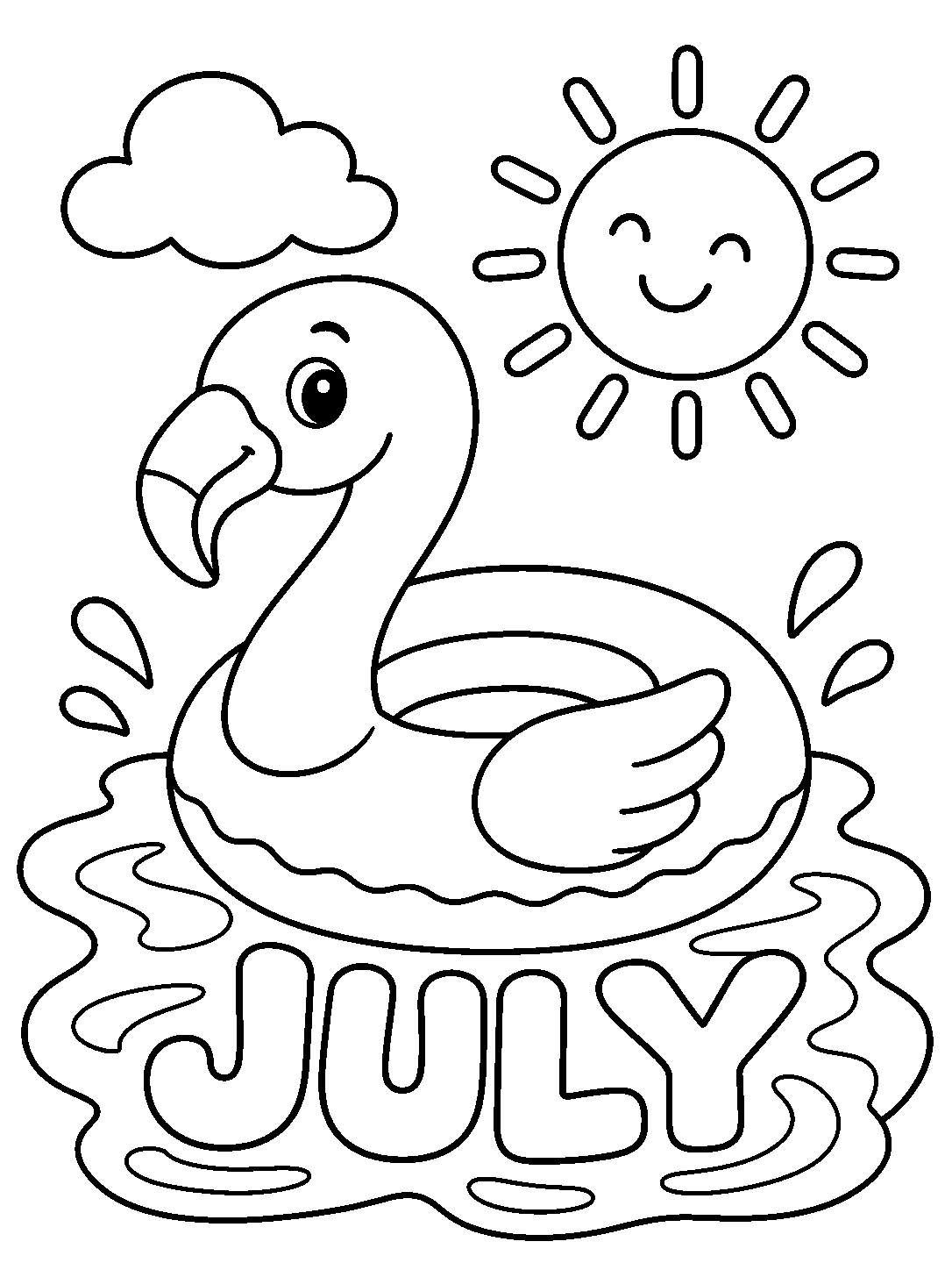 JULY Pool Float coloring pages