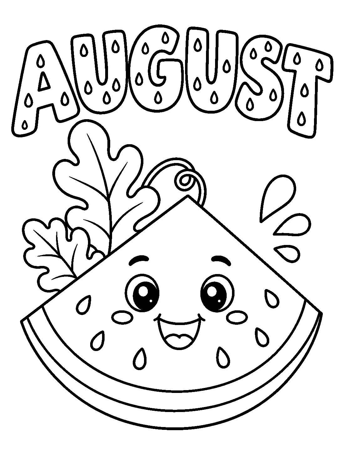 August Watermelon Smile coloring pages