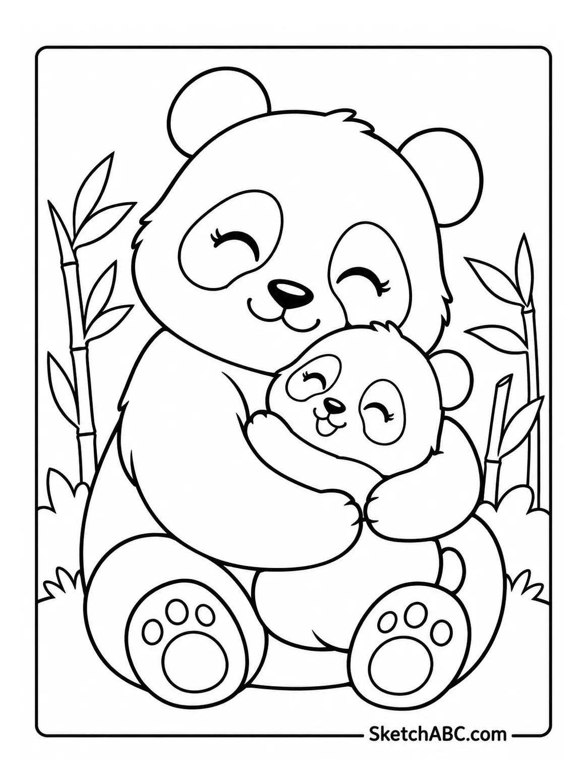 Mama Panda and Cub Hug coloring pages Mama Panda and Cub Hug coloring pages