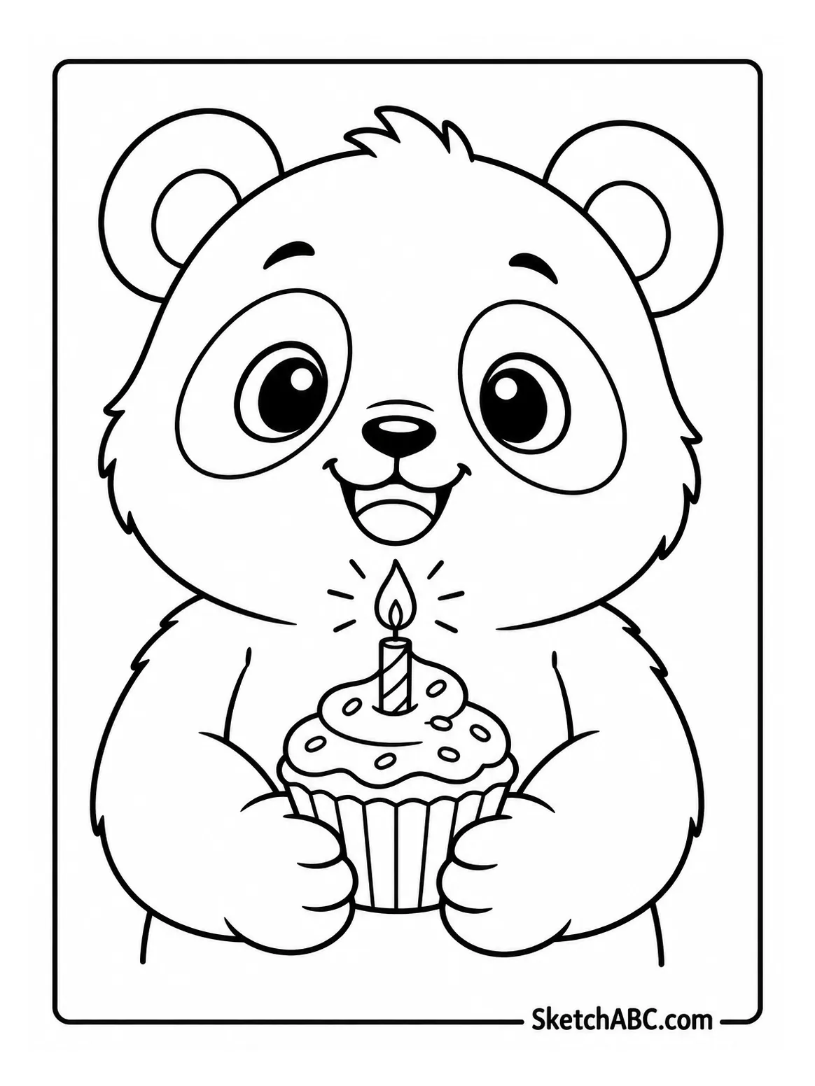 Panda With Birthday Cupcake coloring pages Panda With Birthday Cupcake coloring pages