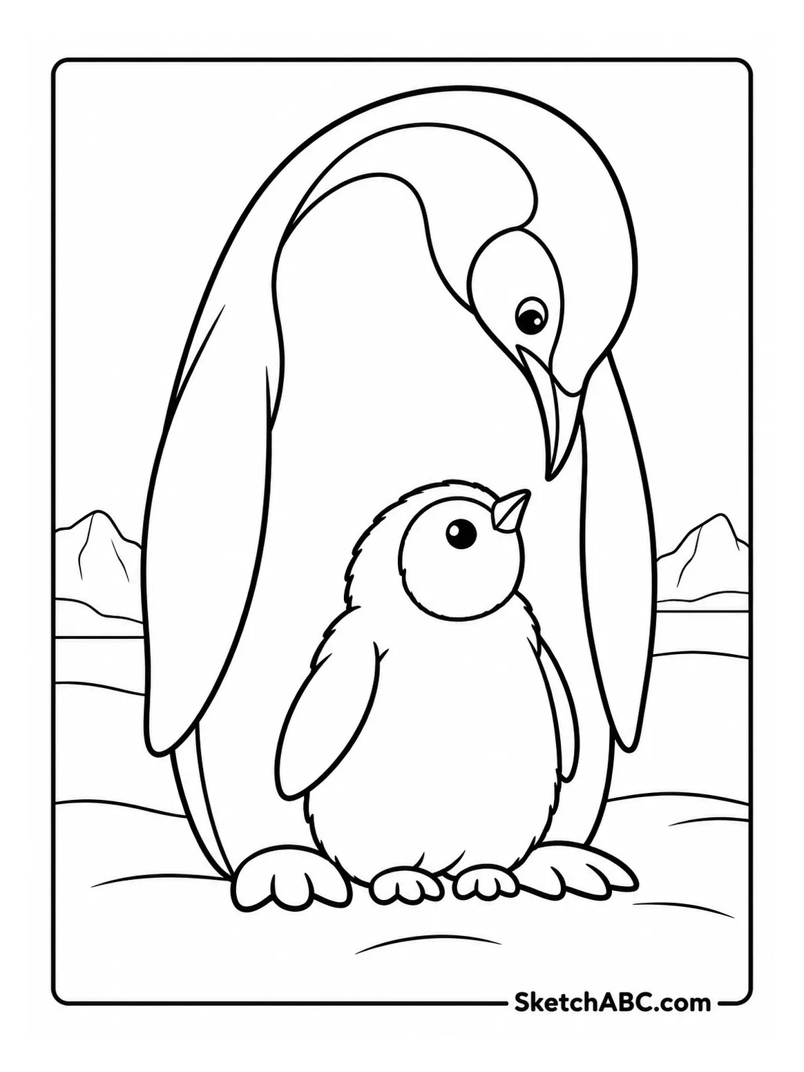 Parent and Chick Huddle coloring pages