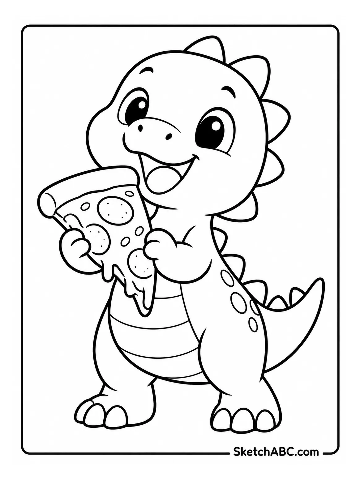 Little Dinosaur With Slice coloring pages