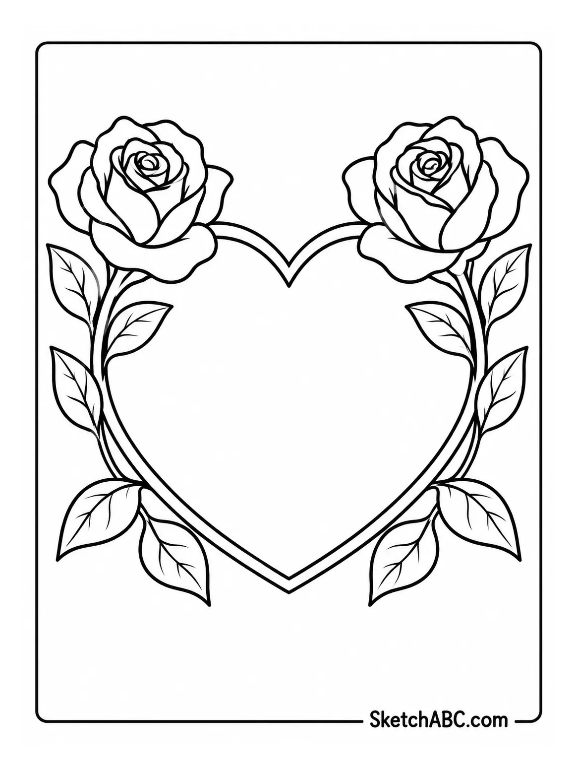 Heart Frame with Roses coloring pages Heart Frame with Roses coloring pages
