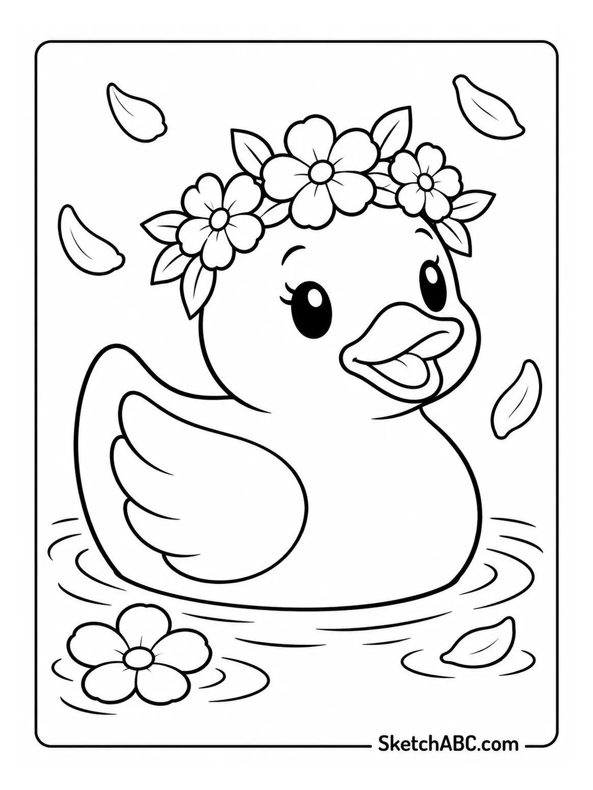 Flower Rubber Duck coloring pages