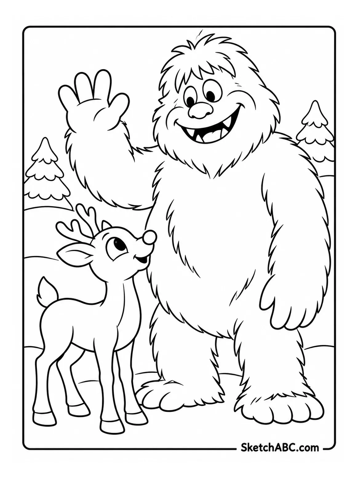 Rudolph and Bumble Become Friends coloring pages