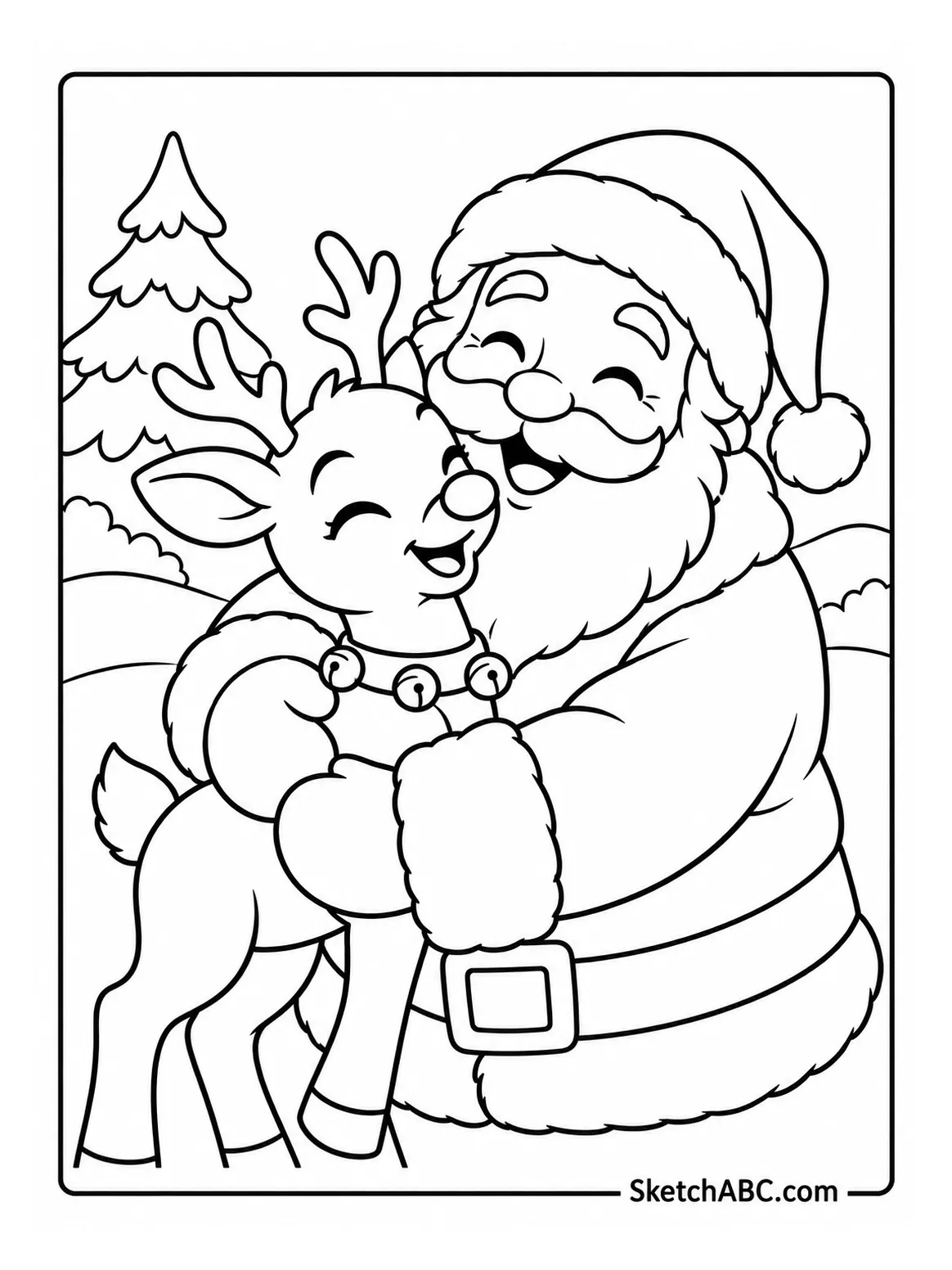 Rudolph and Santa Big Hug coloring pages