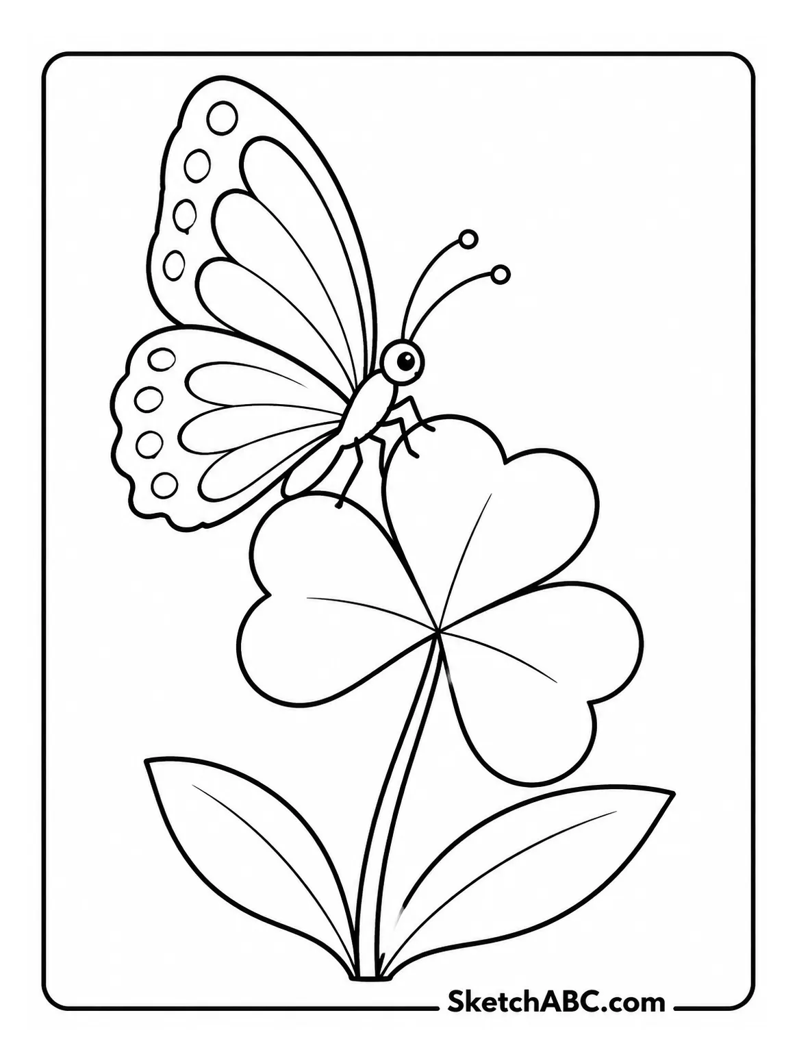 Butterfly on a Clover coloring pages