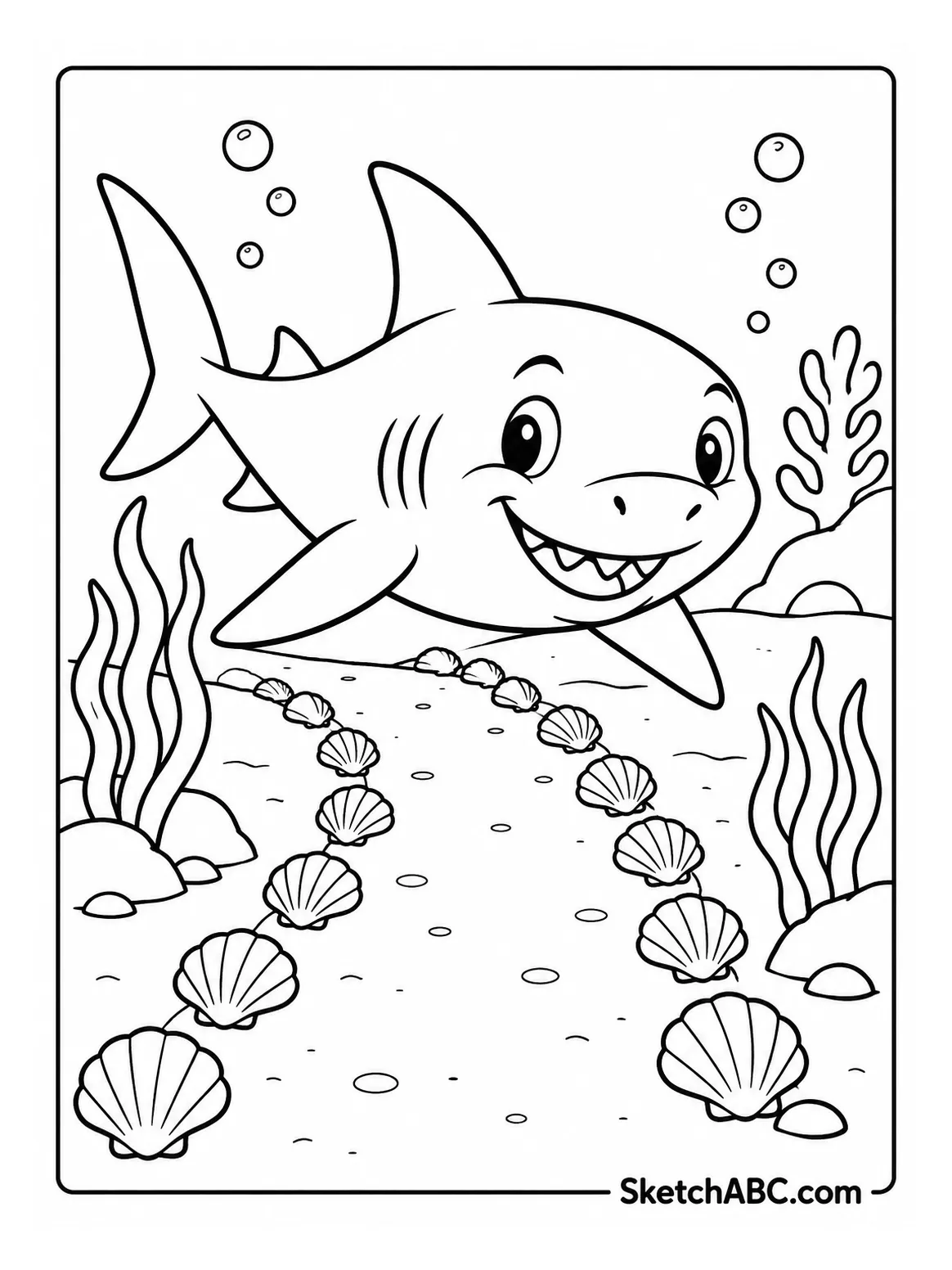 Friendly Reef Shark With Shell Path coloring pages Friendly Reef Shark With Shell Path coloring pages