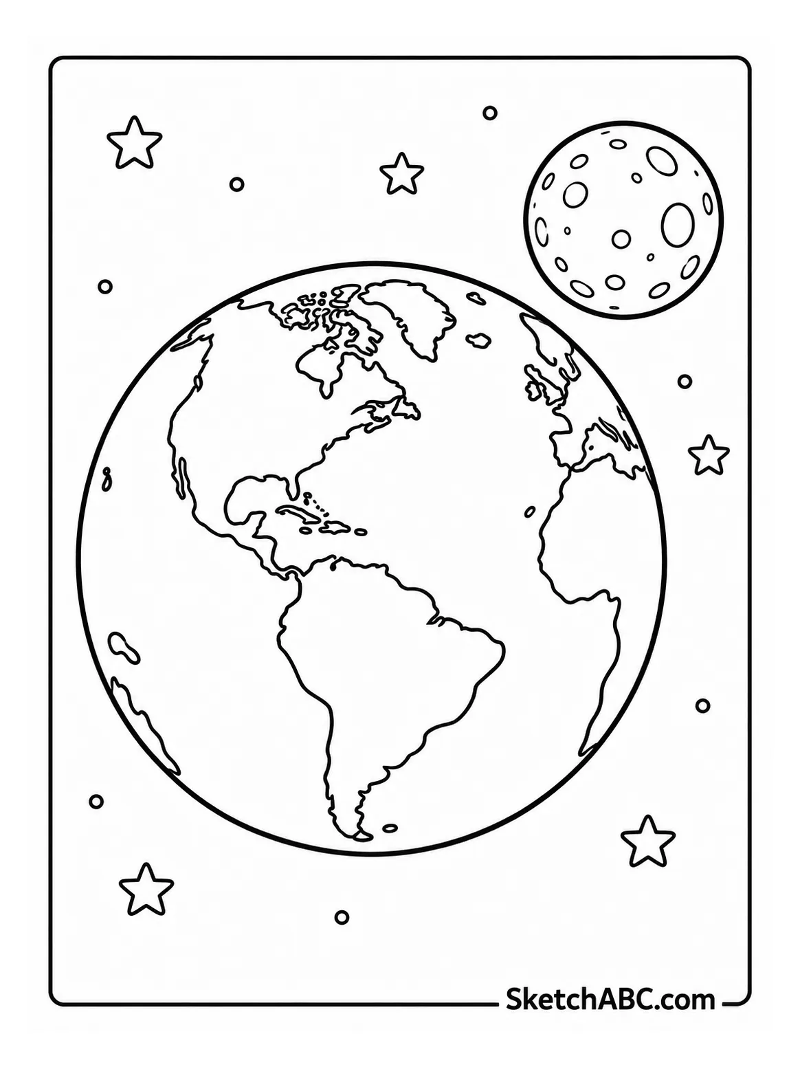 Earth and the Moon From Space coloring pages