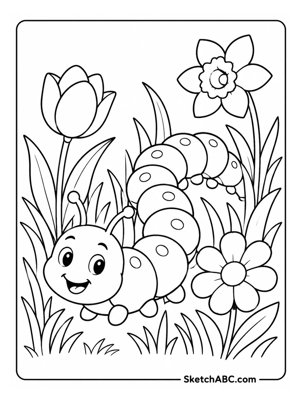 Caterpillar in Spring Grass coloring pages Caterpillar in Spring Grass coloring pages