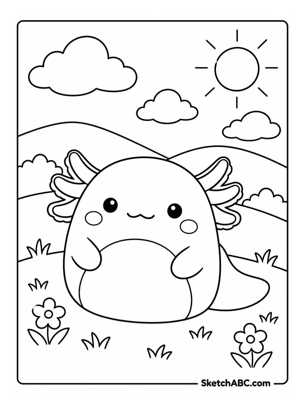 Axolotl Squishmallow in the Hills coloring pages Axolotl Squishmallow in the Hills coloring pages