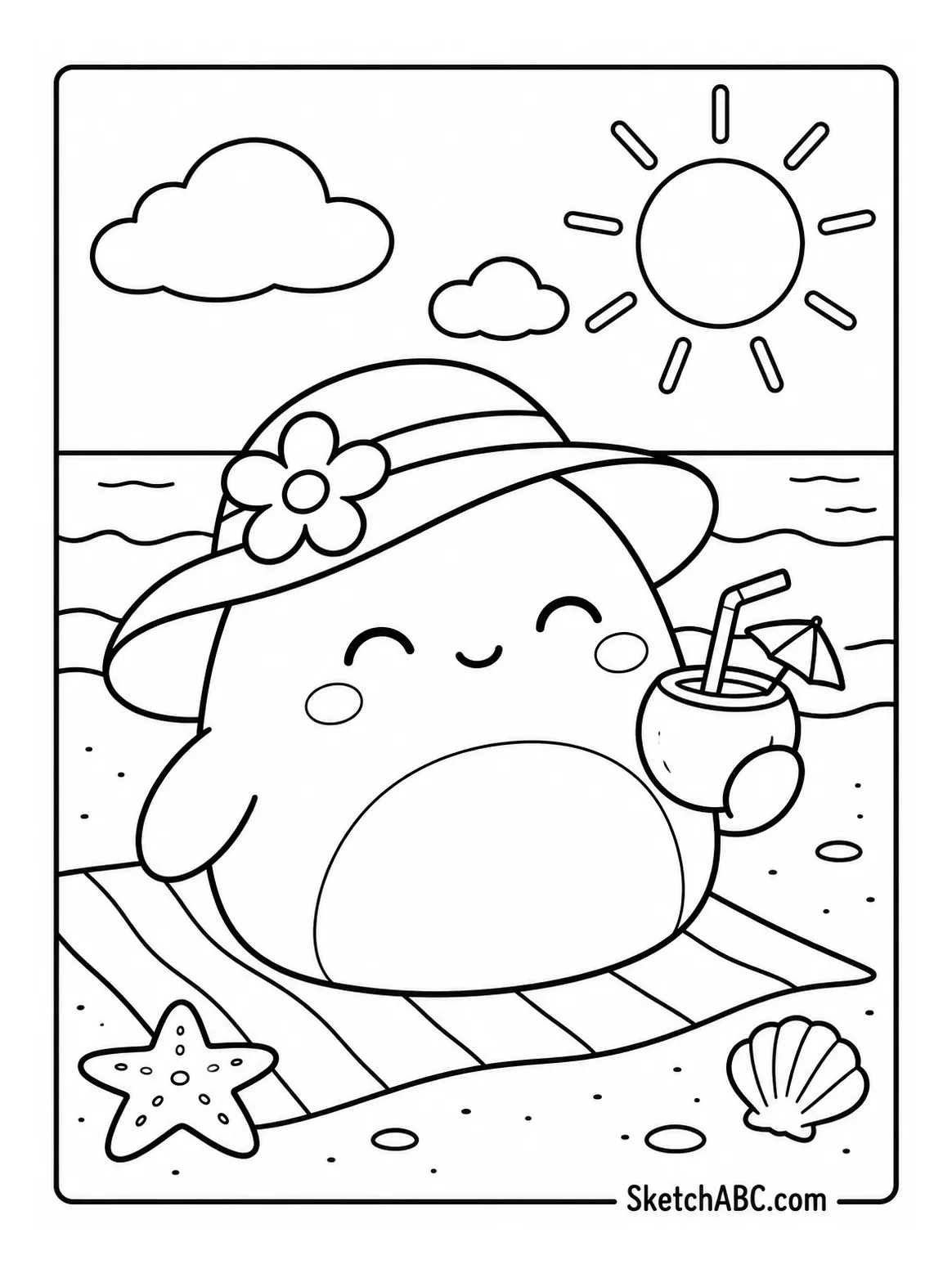 Squishmallow at the Beach coloring pages Squishmallow at the Beach coloring pages