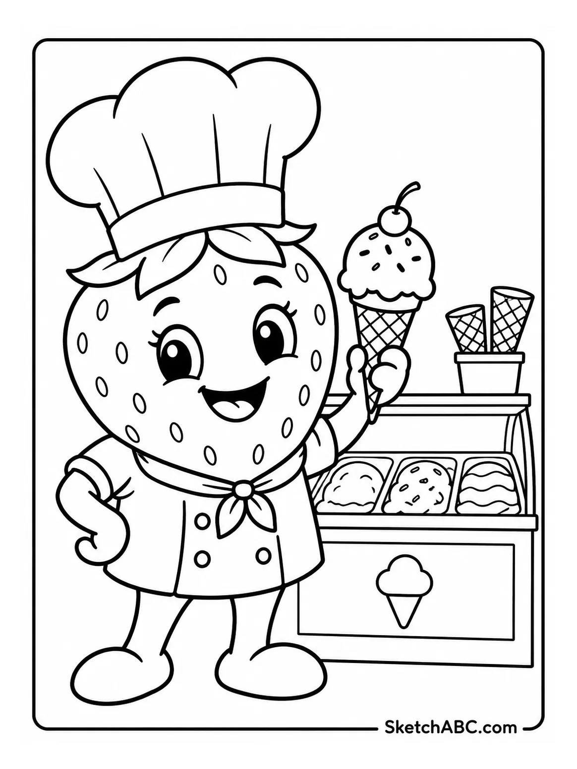 Chef Strawberry coloring pages