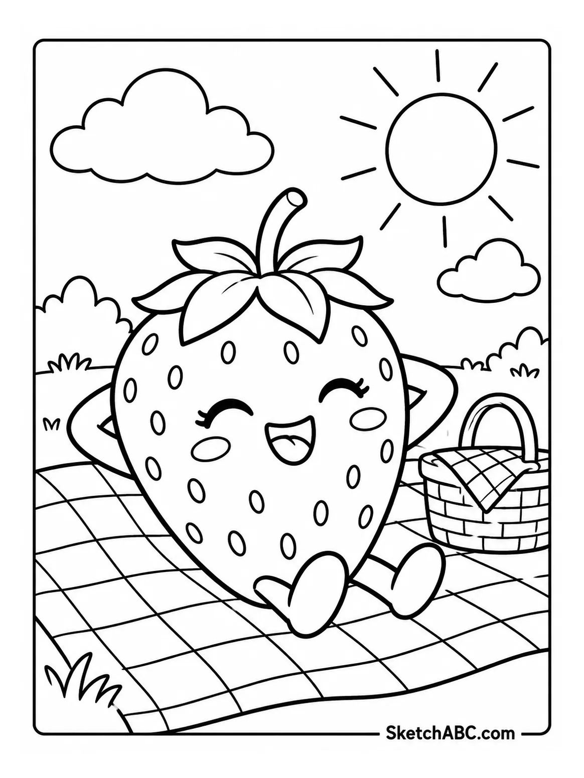 Strawberry on a Sunny Picnic coloring pages