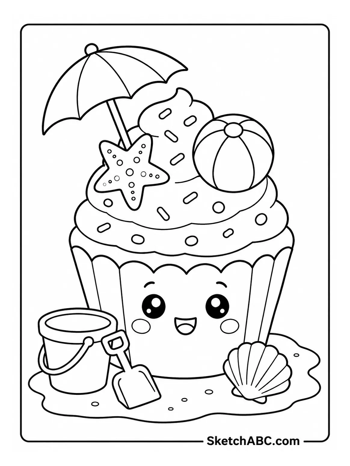 Hello Summer Beach Cupcake coloring pages Hello Summer Beach Cupcake coloring pages