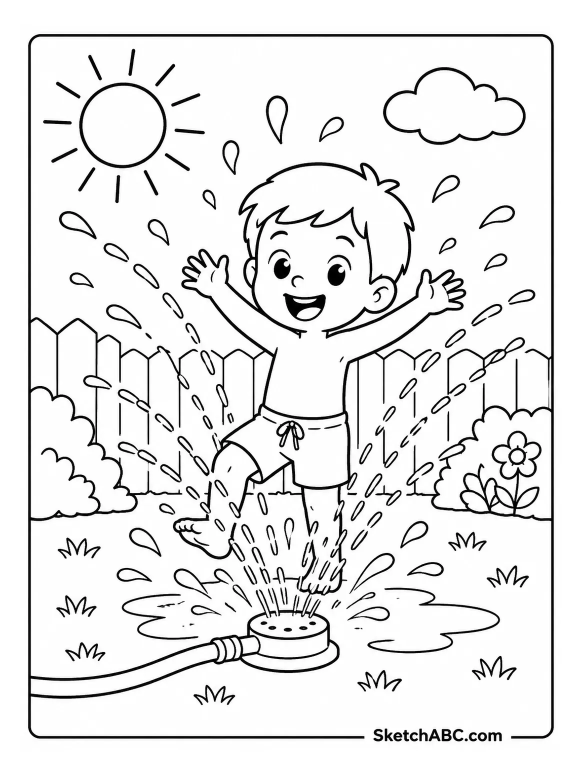 Summer Backyard Sprinkler coloring pages Summer Backyard Sprinkler coloring pages