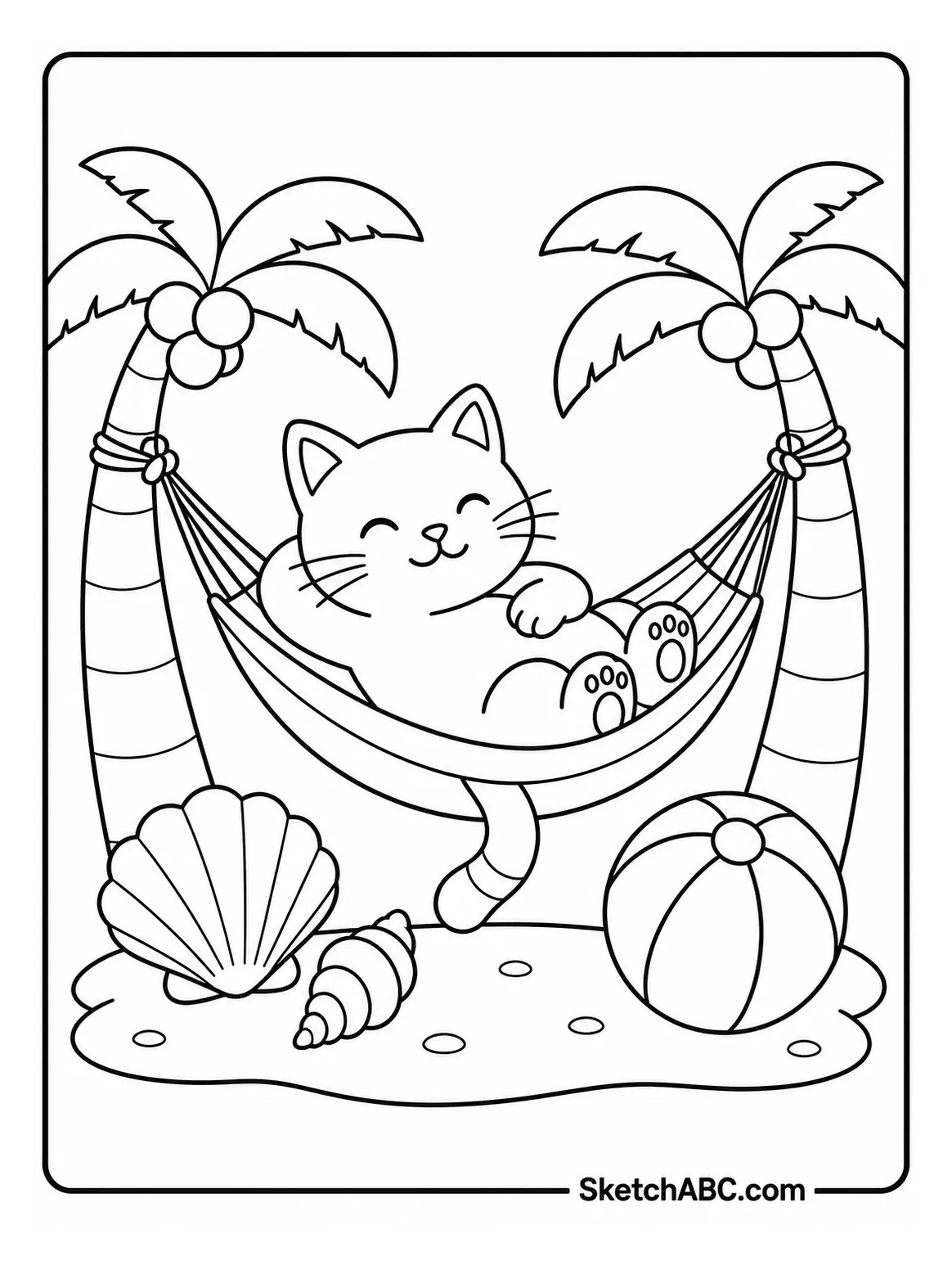 Summer Hammock Cat coloring pages Summer Hammock Cat coloring pages