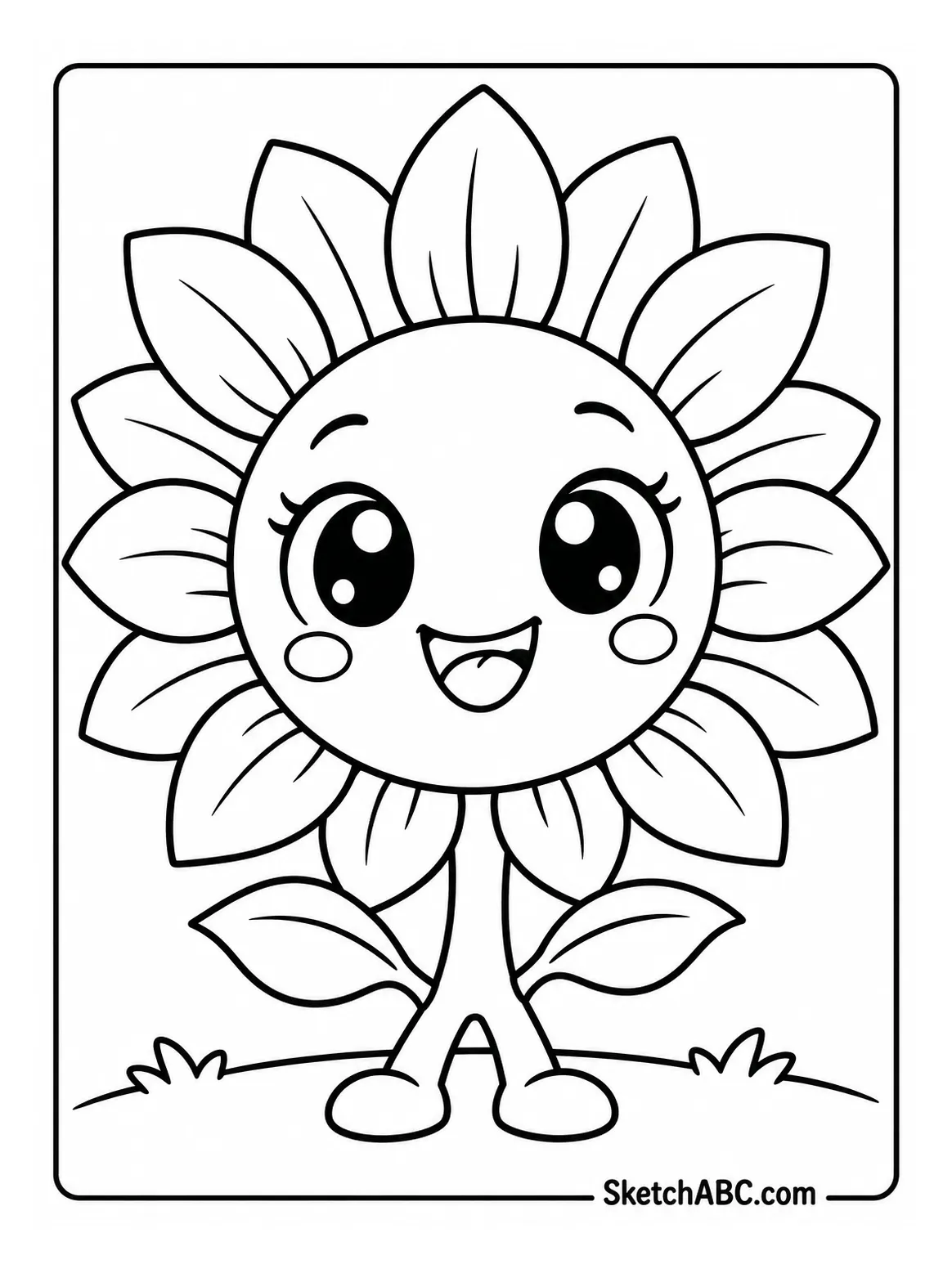 Kawaii Sunflower Face coloring pages Kawaii Sunflower Face coloring pages