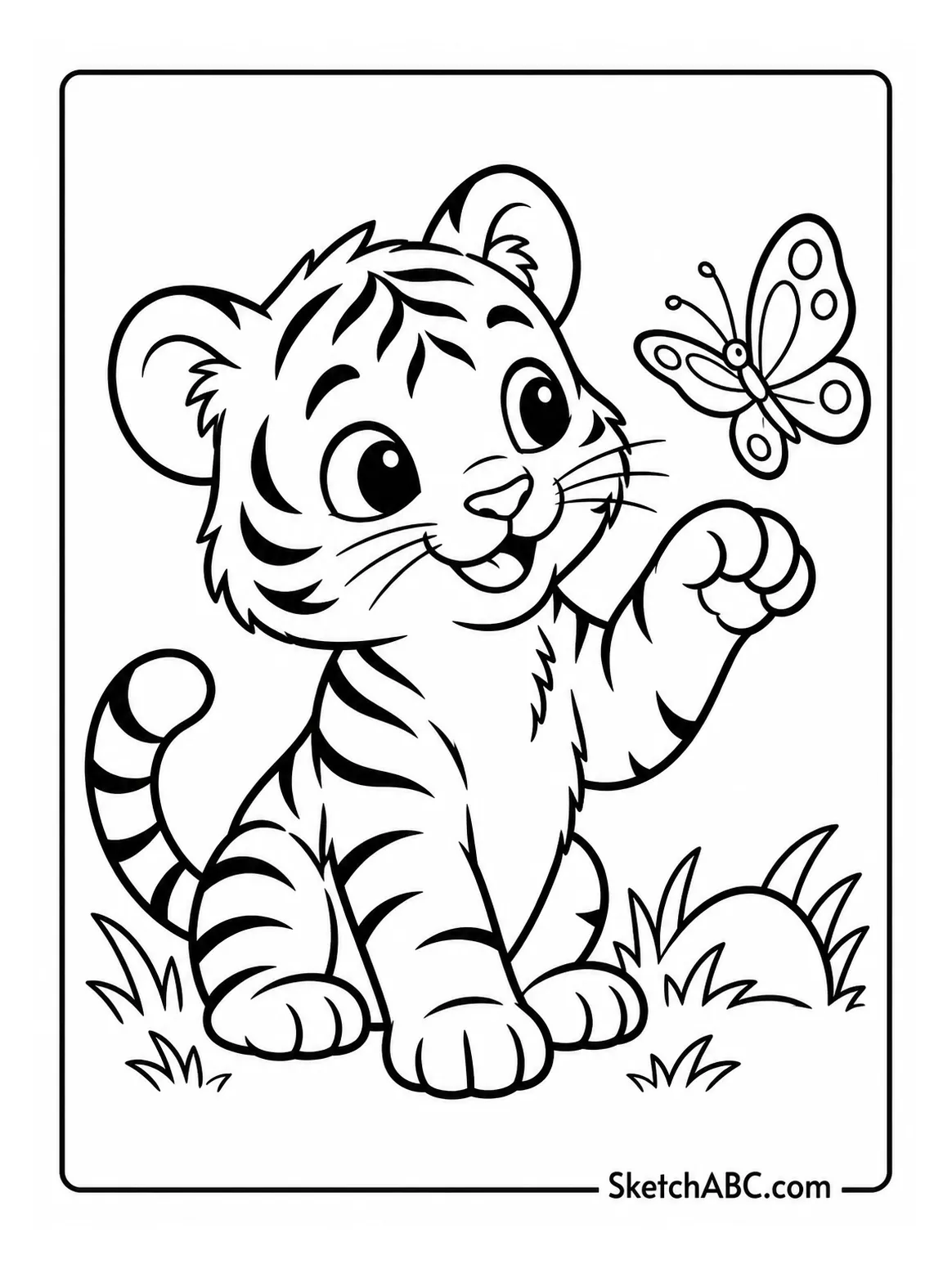 Cub and Butterfly coloring pages Cub and Butterfly coloring pages