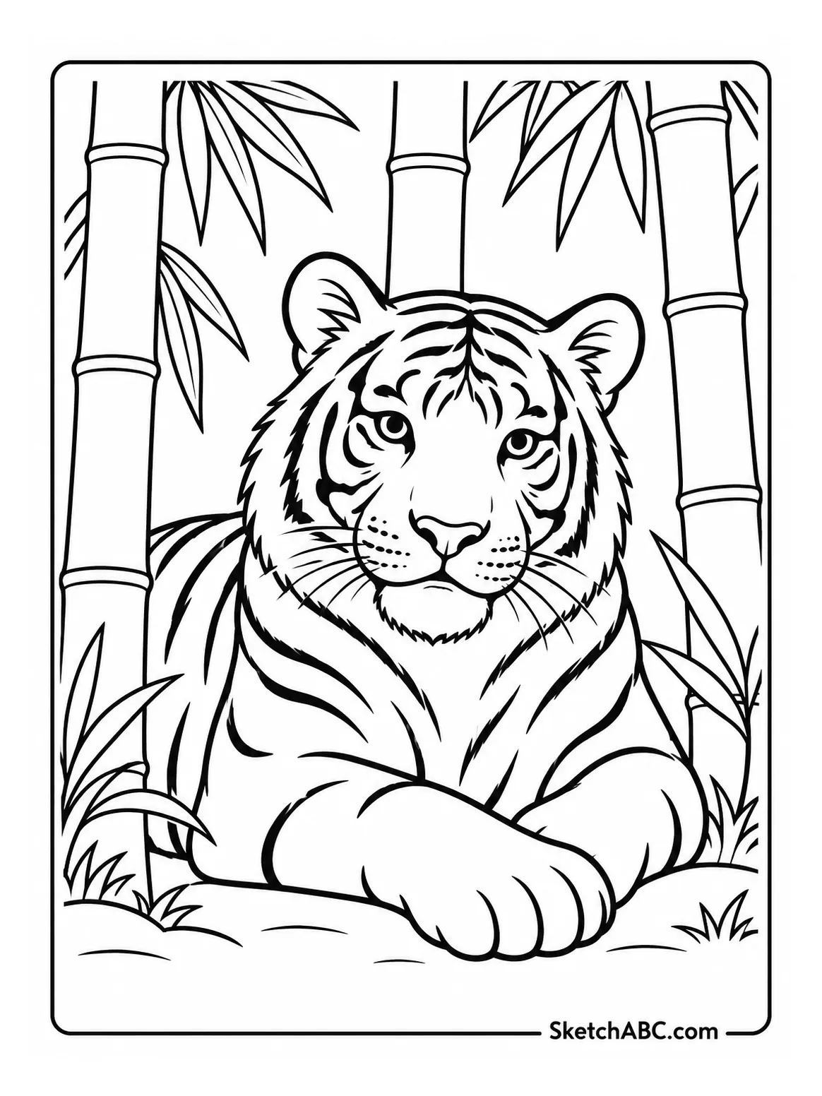 Tiger in Bamboo Shade coloring pages Tiger in Bamboo Shade coloring pages