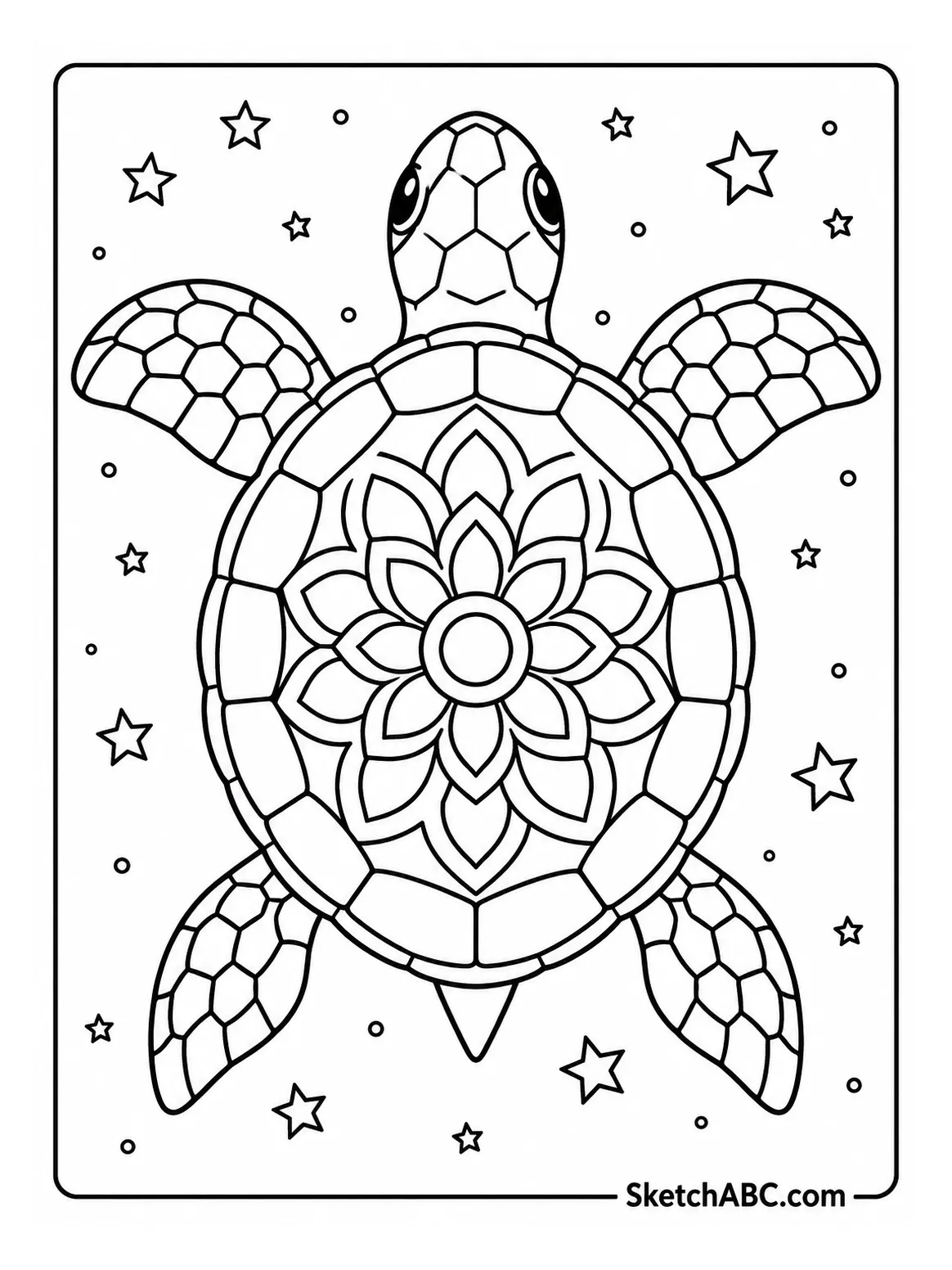 Mandala Shell Turtle Under Stars coloring pages Mandala Shell Turtle Under Stars coloring pages