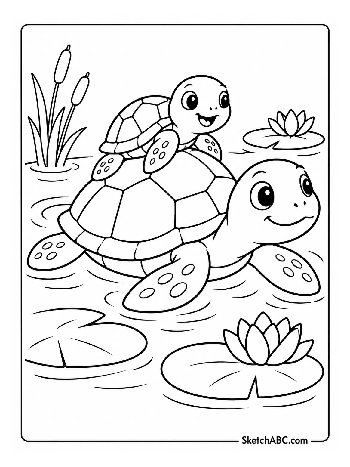 Pond Piggyback Turtles coloring pages Pond Piggyback Turtles coloring pages
