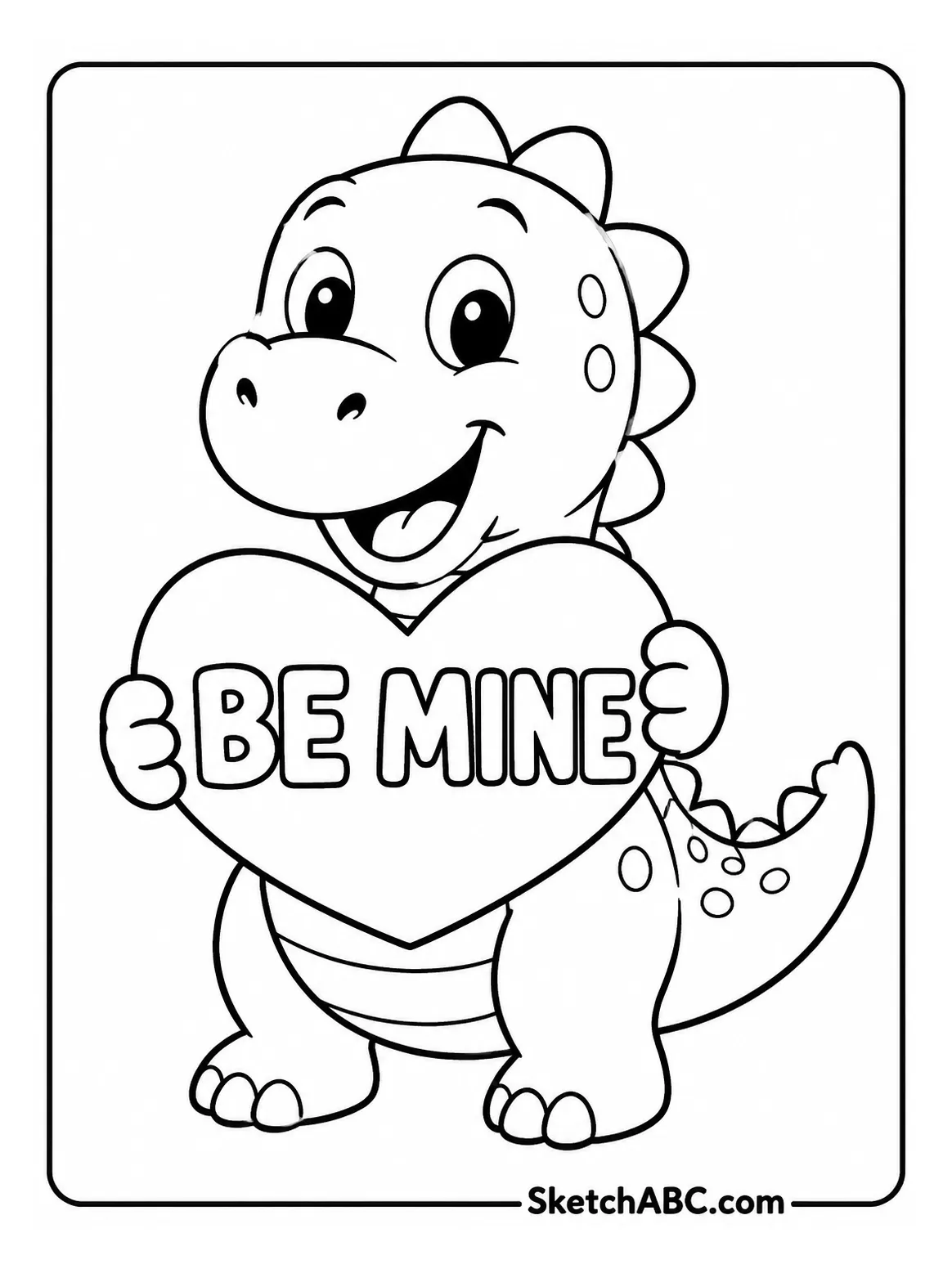 Dinosaur With Be Mine Sign coloring pages