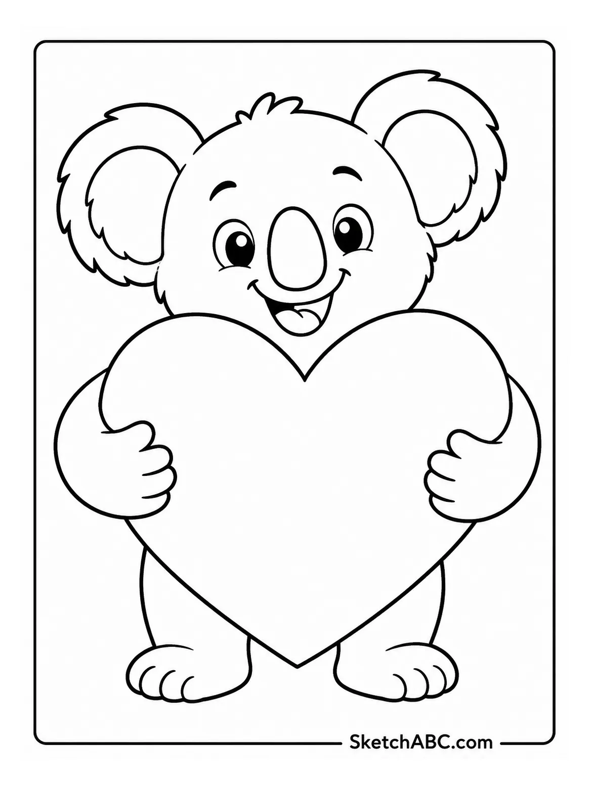 Koala Hugging a Big Heart coloring pages