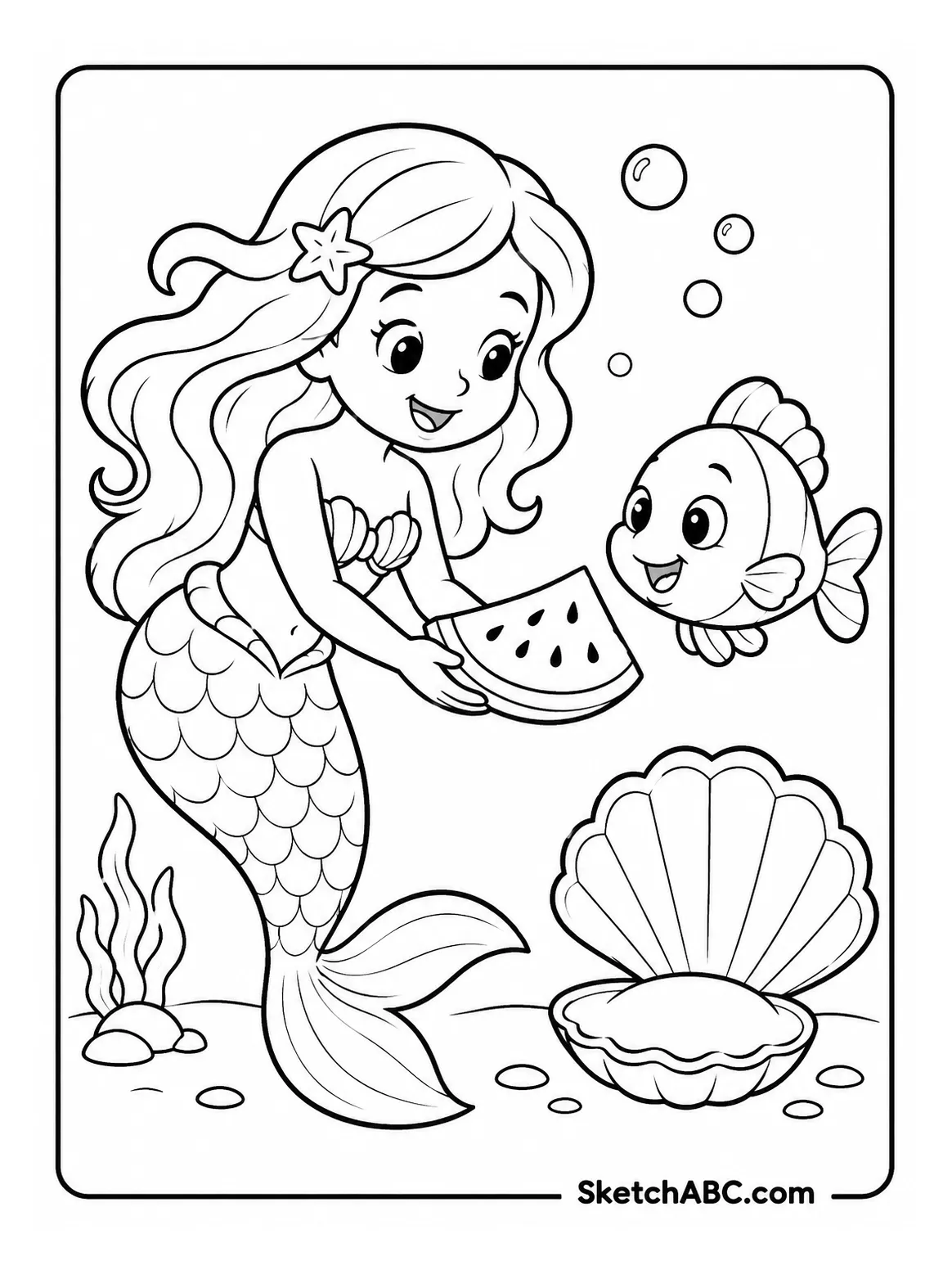 Mermaid s Summer Snack coloring pages Mermaid s Summer Snack coloring pages