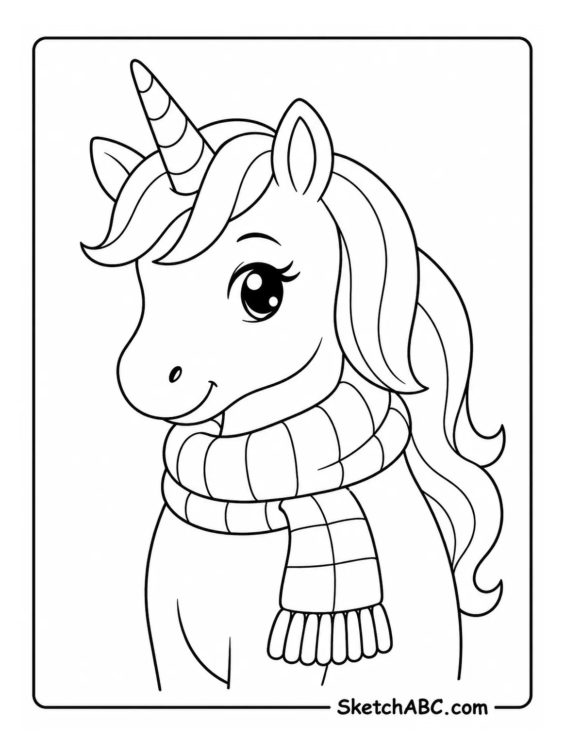 Unicorn in a Warm Scarf coloring pages Unicorn in a Warm Scarf coloring pages