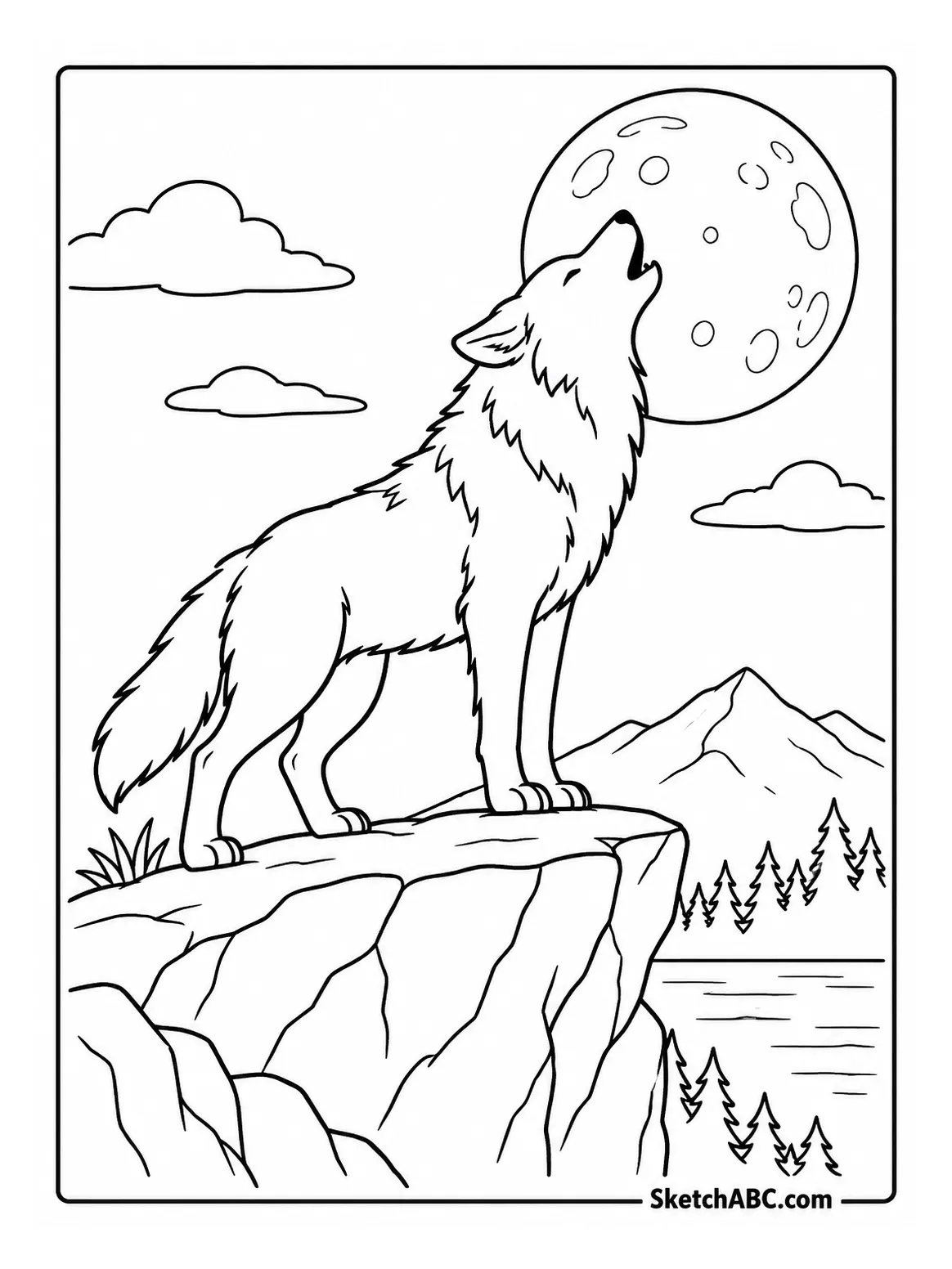 Lone Howl on Moonlit Cliff coloring pages Lone Howl on Moonlit Cliff coloring pages